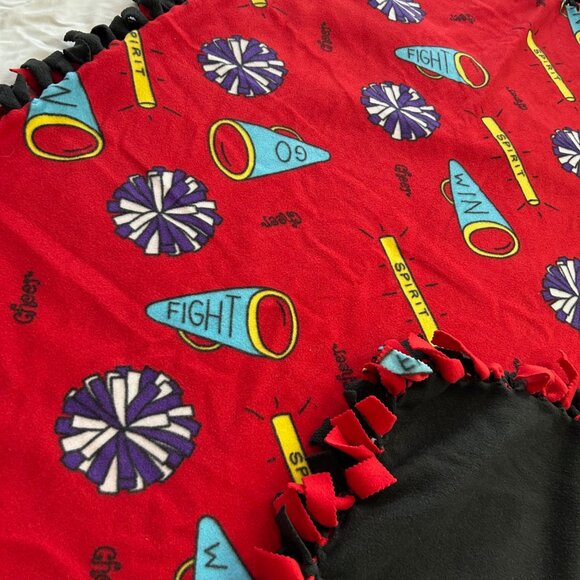 Handmade Soft Reversable Soft Tie Large Throw Fleece Blanket "School Spirit" - Picture 2 of 8